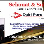 Iklan Ucapan Selamat HUT Dairi Pers ke 7 Dari Camat Tanah Pinem , Kab. Dairi