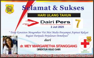 Iklan Ucapan Selamat HUT Dairi Pers ke 7 Dari RSUD Sidikalang Kab. Dairi