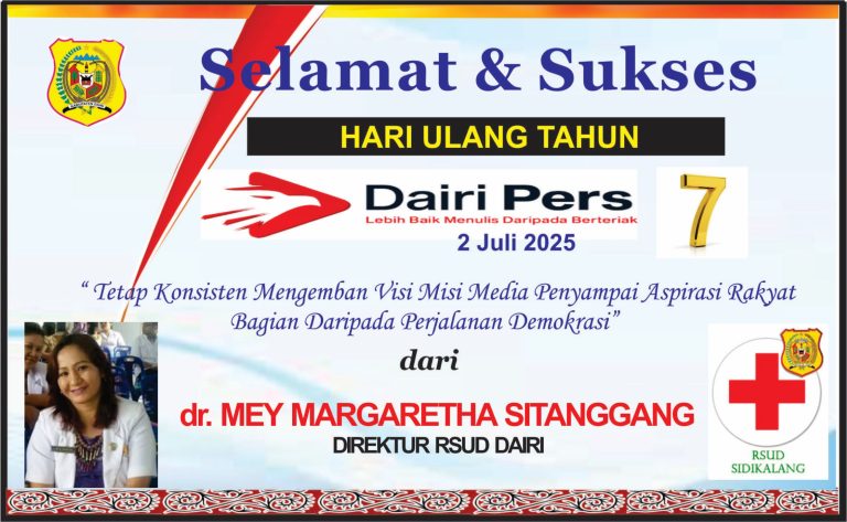 Iklan Ucapan Selamat HUT Dairi Pers ke 7 Dari RSUD Sidikalang Kab. Dairi