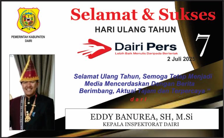 Iklan Ucapan Selamat HUT Dairi Pers ke 7 Dari Inspektorat Kab. Dairi