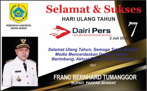 Iklan Ucapan Selamat HUT Dairi Pers ke 7 Dari Bupati Pakpak Bharat