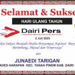 Iklan Ucapan Selamat HUT Dairi Pers ke 7 Dari Kepala Desa Harapan, Tanah Pinem , Kab. Dairi