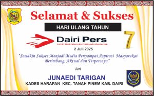 Iklan Ucapan Selamat HUT Dairi Pers ke 7 Dari Kepala Desa Harapan, Tanah Pinem , Kab. Dairi