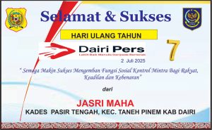 Iklan Ucapan Selamat HUT Dairi Pers ke 7 Dari Kades Pasir Tengah, Kec. Tanah Pinem Kab. Dairi