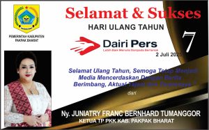 Iklan Ucapan Selamat HUT Dairi Pers ke 7 Dari Ketua TP PKK Kab. Pakpak Bharat