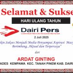 Iklan Ucapan Selamat HUT Dairi Pers ke 7 Dari Kepala Desa Kempawa , Tanah Pinem , Kab. Dairi