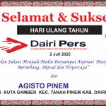 Iklan Ucapan Selamat HUT Dairi Pers ke 7 Dari Kepala Desa Kuta Gamber, Tanah Pinem , Kab. Dairi