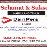 Iklan Ucapan Selamat HUT Dairi Pers ke 7 Dari Kepala Desa Lau Njuhar I, Tanah Pinem , Kab. Dairi