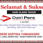 Iklan Ucapan Selamat HUT Dairi Pers ke 7 Dari Kepala Desa Liang Jering, Tanah Pinem , Kab. Dairi