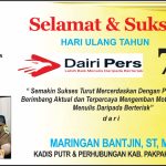 Iklan Ucapan Selamat HUT Dairi Pers ke 7 Dari Kadis PUTR & Perhubungan, Kab. Pakpak Bharat