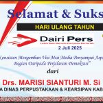 Iklan Ucapan Selamat HUT Dairi Pers ke 7 Dari Kadis Perpustakaan & Arsip , Kab. Dairi
