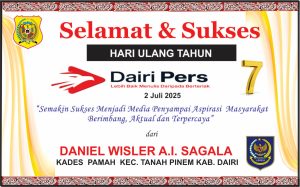Iklan Ucapan Selamat HUT Dairi Pers ke 7 Dari Kepala Desa Pamah , Tanah Pinem , Kab. Dairi
