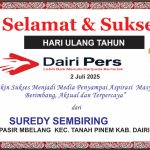 Iklan Ucapan Selamat HUT Dairi Pers ke 7 Dari Kepala Desa Pasir Mbelang, Tanah Pinem , Kab. Dairi