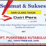 Iklan Ucapan Selamat HUT Dairi Pers ke 7 Dari UPT Puskemas Kutabuluh Kab. Dairi