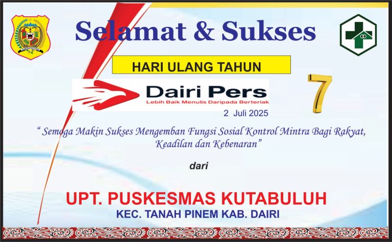 Iklan Ucapan Selamat HUT Dairi Pers ke 7 Dari UPT Puskemas Kutabuluh Kab. Dairi