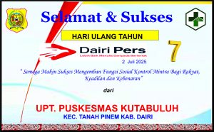 Iklan Ucapan Selamat HUT Dairi Pers ke 7 Dari UPT Puskemas Kutabuluh Kab. Dairi