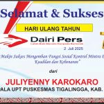 Iklan Ucapan Selamat HUT Dairi Pers ke 7 Dari UPT Puskesmas Tigalingga, Kab. Dairi