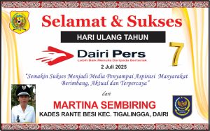 Iklan Ucapan Selamat HUT Dairi Pers ke 7 Dari Kepala Desa Rante Besi Kab. Dairi
