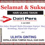 Iklan Ucapan Selamat HUT Dairi Pers ke 7 Dari Kepala Desa Tumpak Raja Kab. Dairi