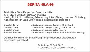 Iklan Berita Hilang