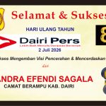 Iklan Ucapan Selamat & Sukses HUT Dairi Pers ke 8 dari Camat Berampu