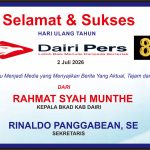 Iklan Ucapan Selamat & Sukses HUT Dairi Pers ke 8 dari BKAD Dairi