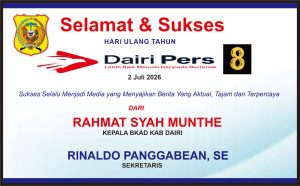 Iklan Ucapan Selamat & Sukses HUT Dairi Pers ke 8 dari BKAD Dairi