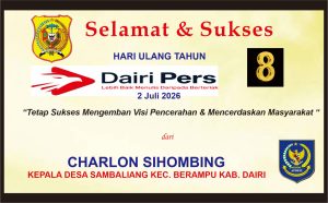 Iklan Ucapan Selamat HUT Dairi Pers ke 8 dari Kades Sambaling