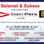 Iklan Ucapan Selamat & Sukses HUT Dairi Pers ke 8 dari Dinas Kesehatan Dairi