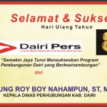 Iklan Ucapan Selamat & Sukses HUT Dairi Pers ke 8 dari Kepala Dinas Perhubungan Dairi