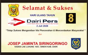 Iklan Ucapan Selamat & Sukses HUT Dairi Pers ke 8 dari Kepala desa Lae Itam