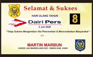 Iklan Ucapan Selamat & Sukses HUT Dairi Pers ke 8 dari Kepala desa Lae Markelang