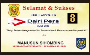 Iklan Ucapan Selamat HUT Dairi Pers ke 8 Dari Kepala Desa Kentara