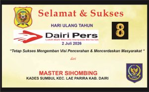Iklan Ucapan Selamat & Sukses HUT Dairi Pers ke 8 dari Kades Sumbul Kec. Lae Parira