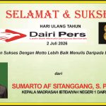 Iklan Ucapan Selamat & Sukses HUT Dairi Pers ke 8 dari Kepala MIN 1 Dairi