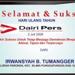 Iklan Ucapan Selamat & Sukses HUT Dairi Pers ke 8 dari Lurah Parongil