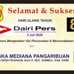 Iklan Ucapan Selamat & Sukses HUT Dairi Pers ke 8 dari Kepala Desa Pegagan Julu X