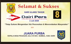 Iklan Ucapan Selamat & Sukses HUT Dairi Pers ke 8 dari Kepala Desa Pegagan Julu VII