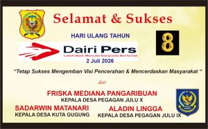 Iklan Ucapan Selamat HUT Dairi Pers ke 8 Dari Kepala Desa Peg. Julu X, Peg. Julu IX dan Kuta Gugung