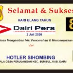 Iklan Ucapan Selamat & Sukses HUT Dairi Pers ke 8 dari Kepala Desa Perjuangan