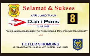 Iklan Ucapan Selamat & Sukses HUT Dairi Pers ke 8 dari Kepala Desa Perjuangan