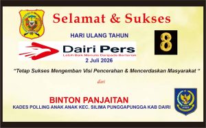 Iklan Ucapan Selamat & Sukses HUT Dairi Pers ke 8 dari Kepala Desa Polling Anakanak