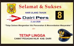 Iklan Ucapan Selamat & Sukses HUT Dairi Pers ke 8 dari Camat Pegagan Hilir