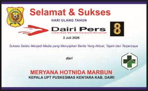 Iklan Ucapan Selamat & Sukses HUT Dairi Pers ke 8 dari Kepala UPT Puskesmas Berampu