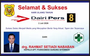Iklan Ucapan Selamat & Sukses HUT Dairi Pers Ke 8 dari Kepala Puskesmas Gunung Sitember