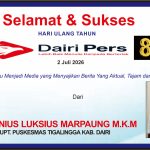 Iklan Ucapan Selamat & Sukses HUT Dairi Pers Ke 8 Dari Kepala UPT Puskesmas Tigalingga