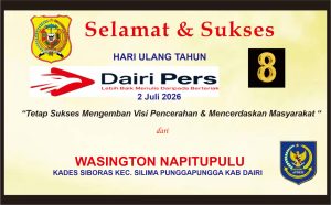 Iklan Ucapan Selamat & Sukses HUT Dairi Pers ke 8 dari Kepala Desa Siboras