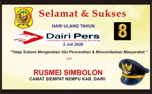 Iklan Ucapan Selamat & Sukses HUT Dairi Pers ke 8 dari Camat Siempat Nempu