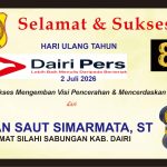 Iklan Ucapan Selamat & Sukses HUT Dairi Pers ke 8 dari Camat Silahi Sabungan