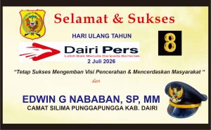 Iklan Ucapan Selamat & Sukses HUT Dairi Pers ke 8 dari Camat Silima Punggapungga